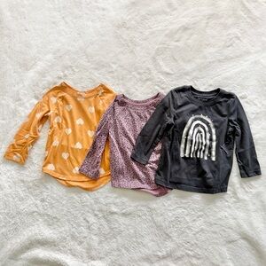 Cat & Jack Long Sleeve Graphic Print T-Shirts Set of 3 Size 2T
